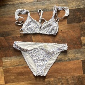 White with blue floral Hollister Bikini Set